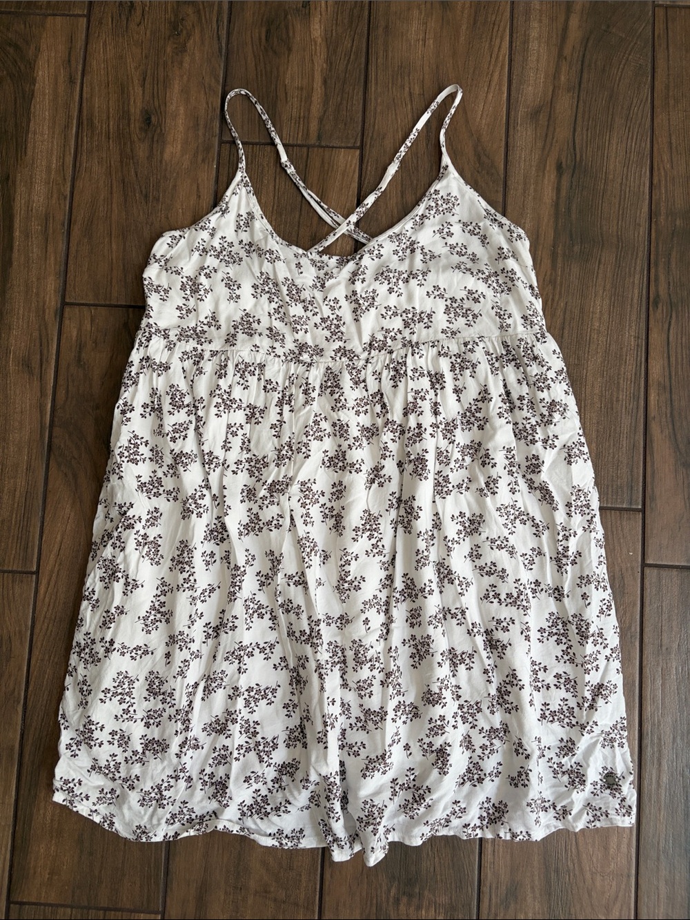 Roxy White Floral Crisscross Strappy Sundress